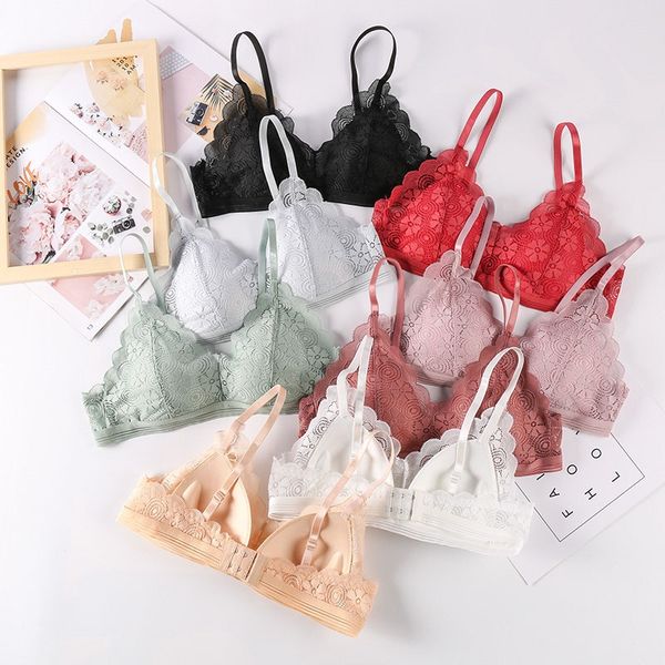 bralette deep v lace bra for women back-breasted underwear adjustable gather no steel ring bras, Red;black
bralette deep v lace bra for women back-breasted underwear adjustable gather no steel ring bras, Red;black