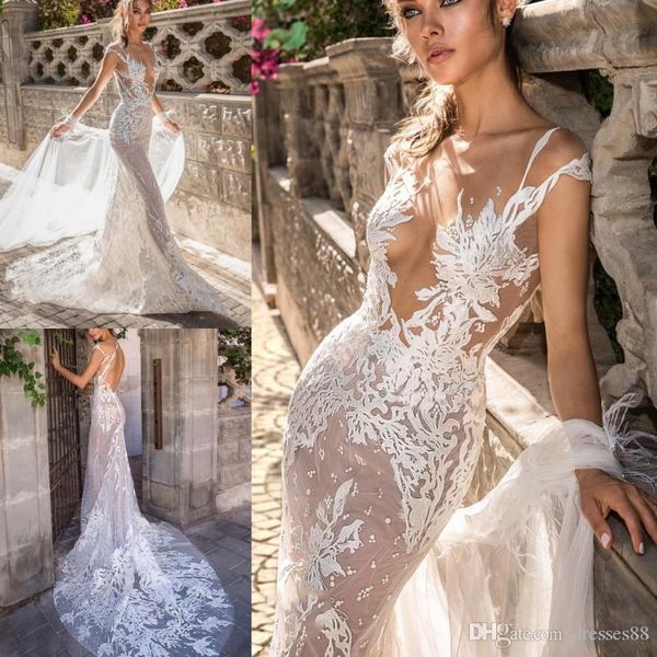 elihav sasson mermaid wedding dresses sheer neck lace appliques see through wedding gowns with detachable tulle wrap abiti da sposa, White
elihav sasson mermaid wedding dresses sheer neck lace appliques see through wedding gowns with detachable tulle wrap abiti da sposa, White