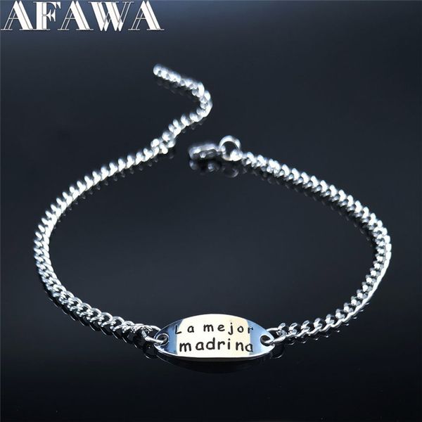 afawa 2020 la mejor madrina stainless steel bracelet silver color chain bracelet for women jewelry pulseira feminina b1974s01, Black
afawa 2020 la mejor madrina stainless steel bracelet silver color chain bracelet for women jewelry pulseira feminina b1974s01, Black