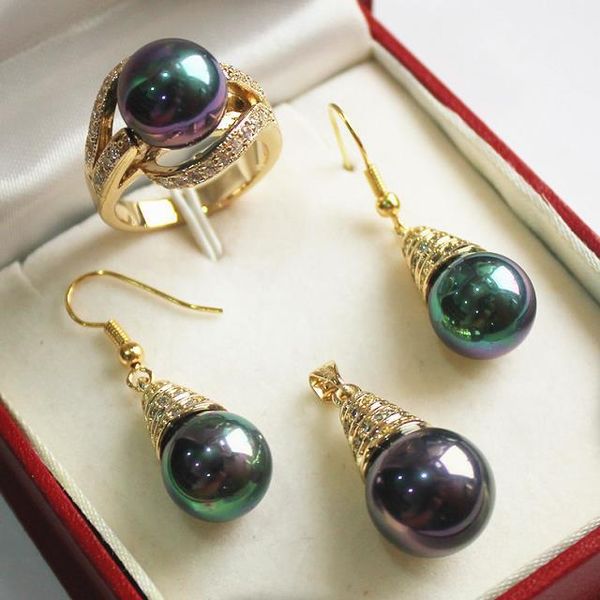 noble new jewelry purple 18kgp + 12mm shell pearl pendant, earring, , ring set jade, Black
noble new jewelry purple 18kgp + 12mm shell pearl pendant, earring, , ring set jade, Black