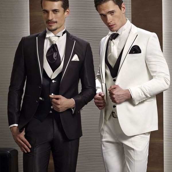 2019 black white wedding suit for man groom tuxedo jacket+pants+vest mens suit groomsman man suit for wedding, Black;gray
2019 black white wedding suit for man groom tuxedo jacket+pants+vest mens suit groomsman man suit for wedding, Black;gray