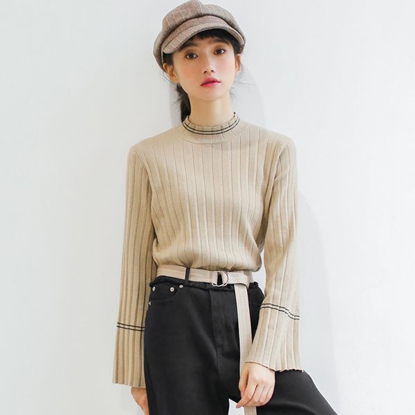 fashion woman sweaters women o-neck flared sleeve knitted sweater autumn winter female casual jumper, White;black
fashion woman sweaters women o-neck flared sleeve knitted sweater autumn winter female casual jumper, White;black