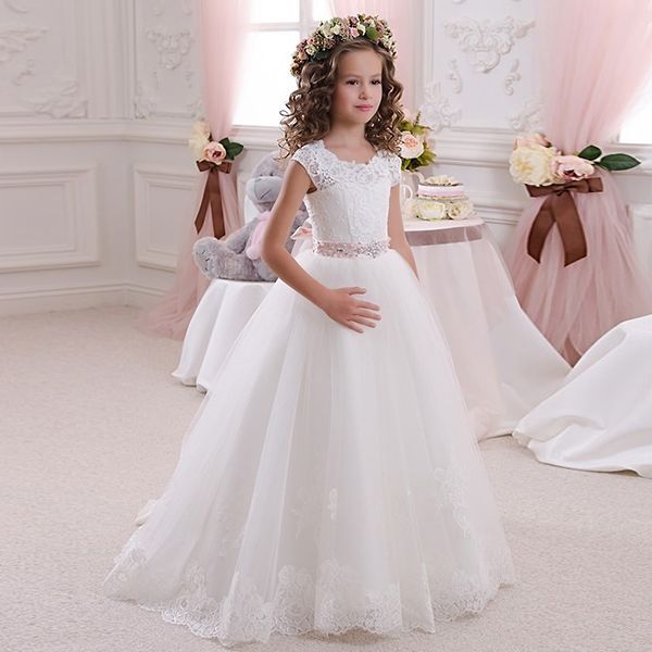 ivory white lace flower girls dresses ball gown floor length girls first communion dress princess dress 2-14 old, Red;yellow 
ivory white lace flower girls dresses ball gown floor length girls first communion dress princess dress 2-14 old, Red;yellow