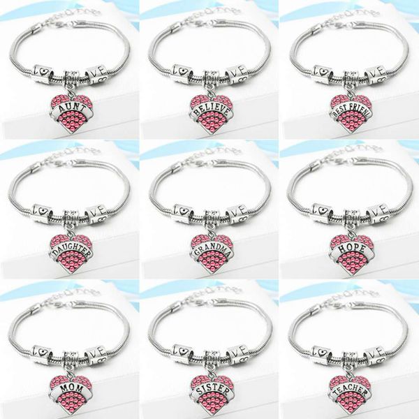 wholesale- diamond love heart charm bracelet crystal family member mom daughter grandma believe faith hope friend wristband for women, Golden;silver
wholesale- diamond love heart charm bracelet crystal family member mom daughter grandma believe faith hope friend wristband for women, Golden;silver