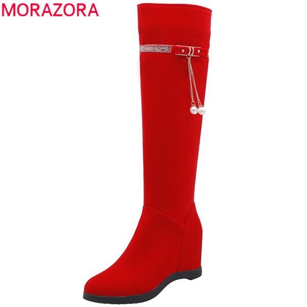 morazora 2020 women knee high boots flock pearl zip autumn winter long boots elegant wedges shoes female wedding shoes, Black
morazora 2020 women knee high boots flock pearl zip autumn winter long boots elegant wedges shoes female wedding shoes, Black