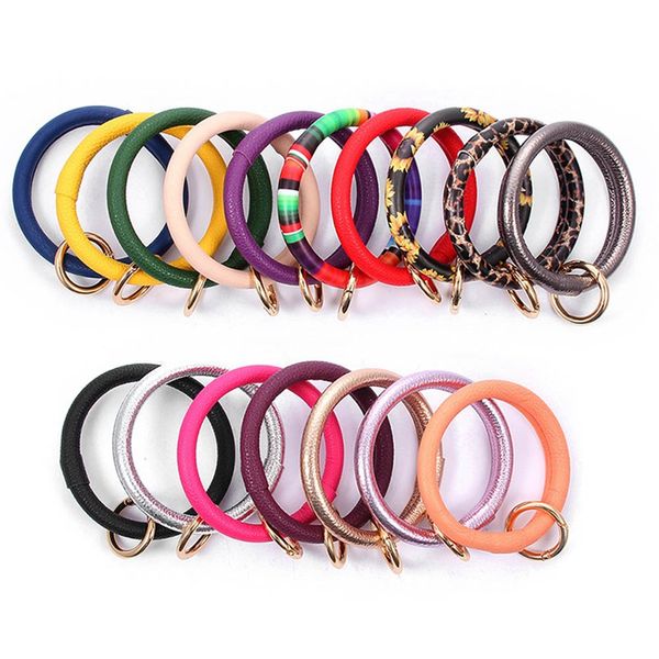 2019 new fashion colorful pu leather key chain big circle wristlet keychain for women girls, Silver
2019 new fashion colorful pu leather key chain big circle wristlet keychain for women girls, Silver
