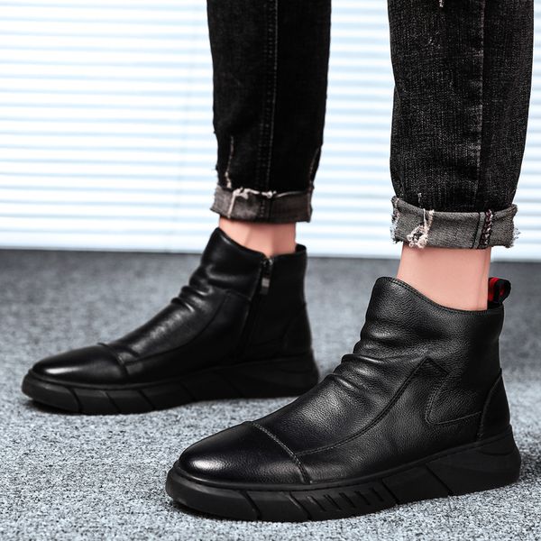 new trend casual boot mens anti slip pu leather boots men comfortable winter men boots with fur hard-wearing zip, Black
new trend casual boot mens anti slip pu leather boots men comfortable winter men boots with fur hard-wearing zip, Black