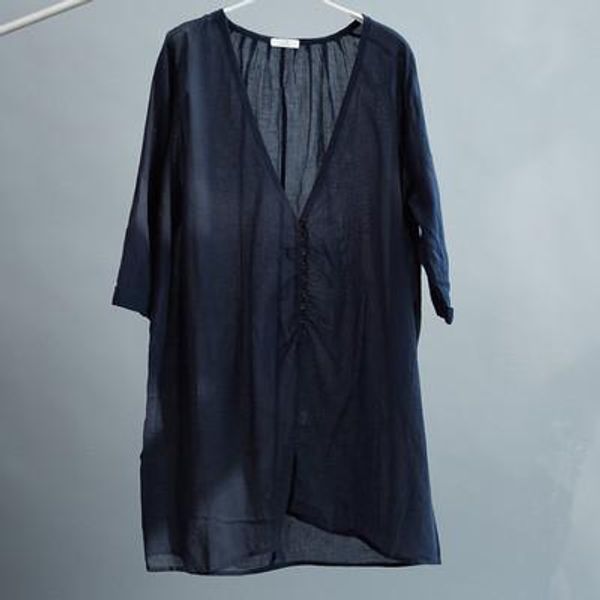 2018 spring and autumn long shirt suit front row button translucent loose art fan long cotton linen shirt coat clothes, Black;brown
2018 spring and autumn long shirt suit front row button translucent loose art fan long cotton linen shirt coat clothes, Black;brown