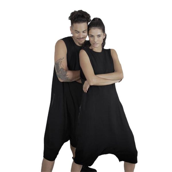 men´s sleeveless romper round neck low crotch jumpsuit rave outfit, Black 
men´s sleeveless romper round neck low crotch jumpsuit rave outfit, Black