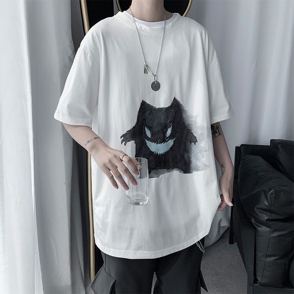 short-sleeved t-shirt men's tide dark loose five-point sleeve men's clothing, White;black
short-sleeved t-shirt men's tide dark loose five-point sleeve men's clothing, White;black