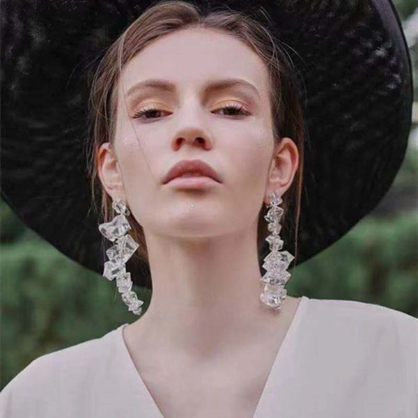 huanzhi 2019 new irregular geometric transparent crystal personality design long drop earrings for women girls jewelry gifts, Silver
huanzhi 2019 new irregular geometric transparent crystal personality design long drop earrings for women girls jewelry gifts, Silver