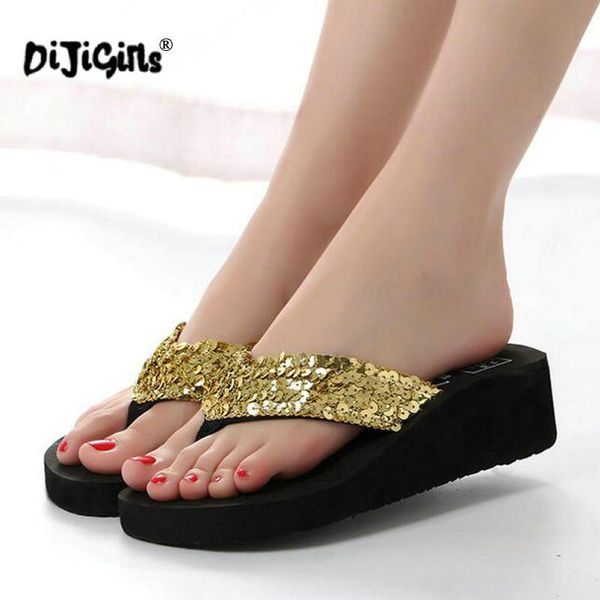 dijigirls women's flip flop women girls sequin flatform female wedge beach sandals slippers with paillette slip-resistant shoes, Black
dijigirls women's flip flop women girls sequin flatform female wedge beach sandals slippers with paillette slip-resistant shoes, Black