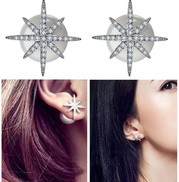 creative star pearl ear stud nail 925 silver needle with zircon double side snowflakes and jewelry earrings, Golden;silver
creative star pearl ear stud nail 925 silver needle with zircon double side snowflakes and jewelry earrings, Golden;silver