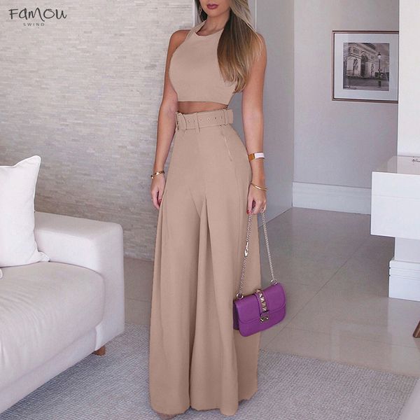 Women Fashion Elegant Sets Office Sleeveless Casual Suit Sets Ladies Solid Crop Top Self-Belt Wide Leg Pant Formal
Women Fashion Elegant Sets Office Sleeveless Casual Suit Sets Ladies Solid Crop Top Self-Belt Wide Leg Pant Formal