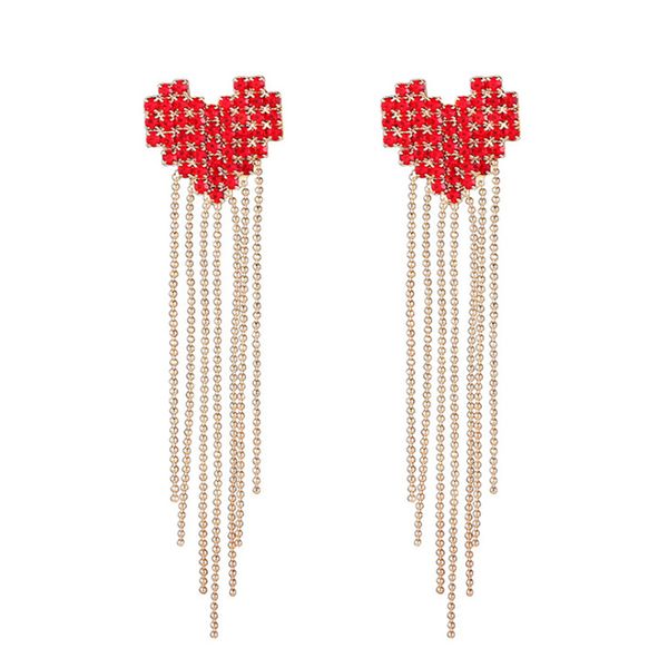 fashion lovely heart long tassel crystal earrings red peach boho drop earrings for women girls gift wholesale jewelry 2020, Silver
fashion lovely heart long tassel crystal earrings red peach boho drop earrings for women girls gift wholesale jewelry 2020, Silver