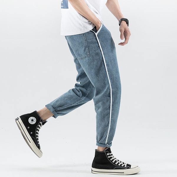 summer cowboy capri trousers men's japanese-style loose-fit light color thread stickers students versatile harem skinny jeans, Blue
summer cowboy capri trousers men's japanese-style loose-fit light color thread stickers students versatile harem skinny jeans, Blue