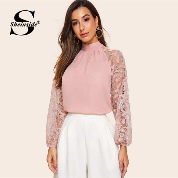 sheinside pink elegant contrast lace patchwork sleeve blouse women 2019 lantern sleeve blouses ladies solid bow tie neck top, White
sheinside pink elegant contrast lace patchwork sleeve blouse women 2019 lantern sleeve blouses ladies solid bow tie neck top, White