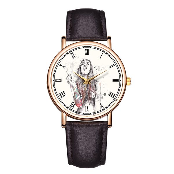 fashion casual rebellious girl roman numeral dial comic style luxury dress quartz watch, Slivery;brown
fashion casual rebellious girl roman numeral dial comic style luxury dress quartz watch, Slivery;brown