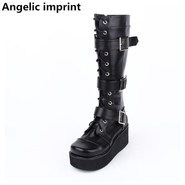 angelic imprint mori girl women motorcycle punk shoes lady lolita boots woman high heels wedges pumps buckles 33-47 lace up zip, Black
angelic imprint mori girl women motorcycle punk shoes lady lolita boots woman high heels wedges pumps buckles 33-47 lace up zip, Black