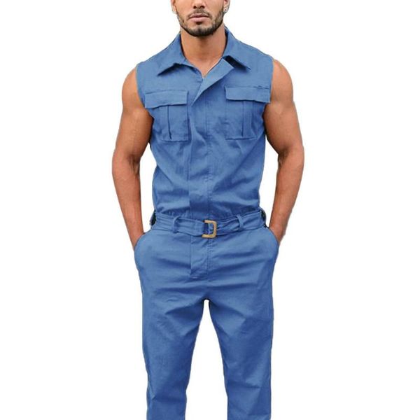 fashion men rompers cargo overalls men stylish jumpsuit overall sleeveless pockets wasit belt zipper playsuit jumpsuit, Gray
fashion men rompers cargo overalls men stylish jumpsuit overall sleeveless pockets wasit belt zipper playsuit jumpsuit, Gray