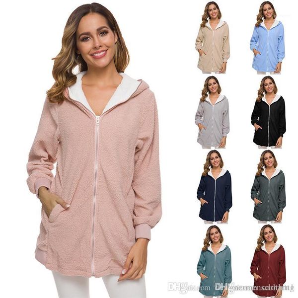 long sleeve hooded cardigan ladies outerwear casual womens loose clothing winter wool women coats solid color, Black
long sleeve hooded cardigan ladies outerwear casual womens loose clothing winter wool women coats solid color, Black