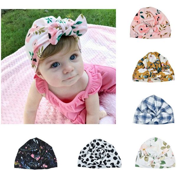 

kids designer hats rabbit ears floral cotton knotted cap headbands infant head bands children hair accessories bandanas christmas gift, Slivery;white