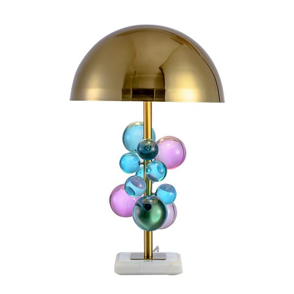 Modern Colorful Crystal Ball Desk Lamps Mushroom Metal Lampshade Simple Bedroom Bedside Creative Decorative Marble Table Lamp