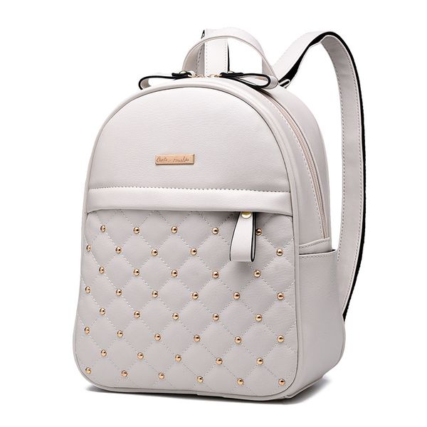 new solid color trendy female bag rivet backpack fashion college style student bag shoulder female