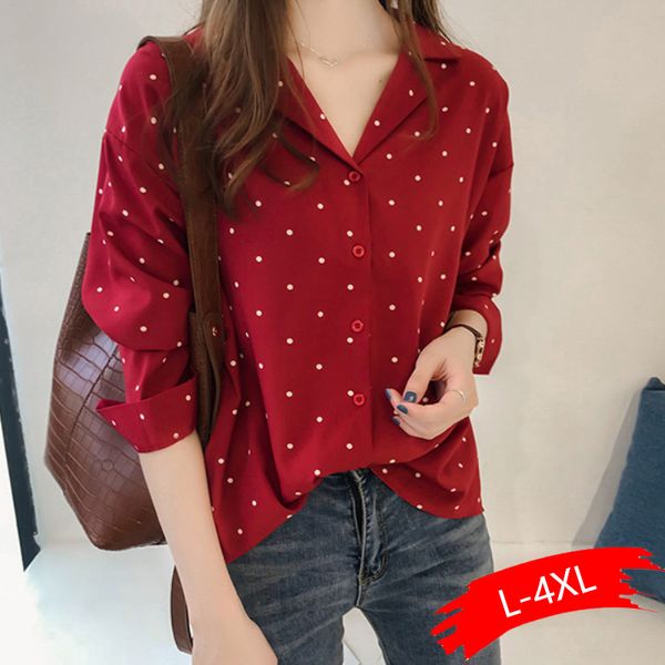 women's shirt fashion woman blouses 2019 long sleeve shirt women polka dot shirts casual ladies print blouse plus size 4xl, White
women's shirt fashion woman blouses 2019 long sleeve shirt women polka dot shirts casual ladies print blouse plus size 4xl, White