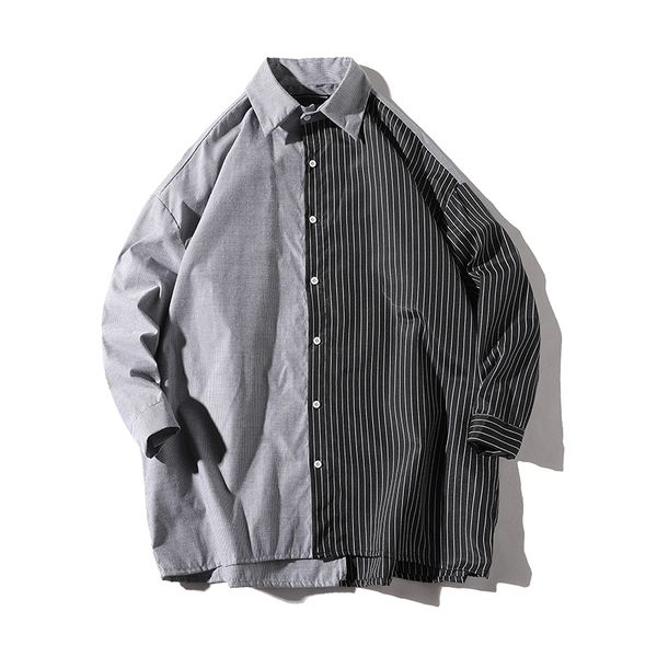 2020 fashion striped patchwork men shirt three quarter sleeve loose button up hip-hop personality casual brand shirts man y2112, White;black
2020 fashion striped patchwork men shirt three quarter sleeve loose button up hip-hop personality casual brand shirts man y2112, White;black