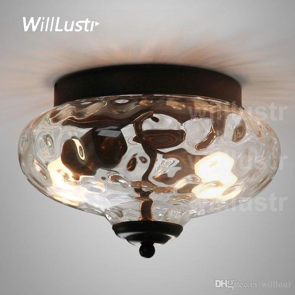 Ceiling Lamp Clear Glass Shade Lighting Transparent Pineapple Water Wave Crystal Parisian Architectural Milk Glass Ecole Flushmount Light