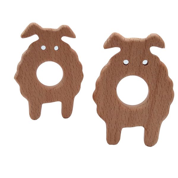 200pcs Beech Wooden Sheep Shape Teethers Nature Baby Teething Toy Organic Baby Teething Holder Nursing Diy Necklace Bracelet Making Accessor