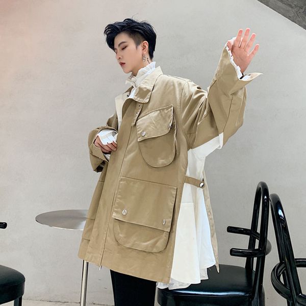 men multi-pocket side splice loose casual stand collar cargo jacket male women vintage streetwear hip hop fashion coat outerwear, Black;brown
men multi-pocket side splice loose casual stand collar cargo jacket male women vintage streetwear hip hop fashion coat outerwear, Black;brown