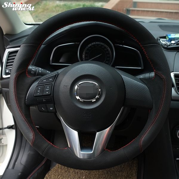 shining wheat hand-stitched black suedu black leather steering wheel cover for cx-5 cx5 atenza 2014 new 3 cx-3 2016
shining wheat hand-stitched black suedu black leather steering wheel cover for cx-5 cx5 atenza 2014 new 3 cx-3 2016