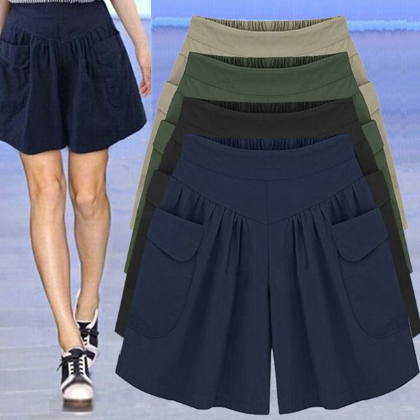 new ladies shorts loose breathable solid color wide leg shorts pants for summer, White;black
new ladies shorts loose breathable solid color wide leg shorts pants for summer, White;black