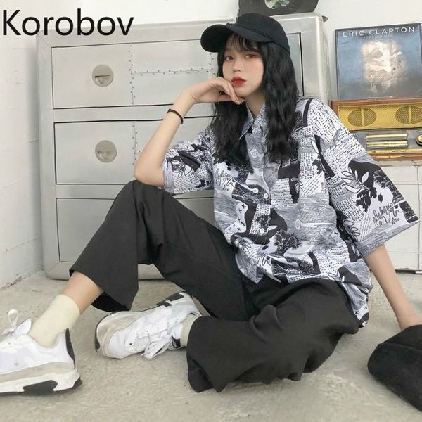 Korobov Turn Down Collar Short Sleeve Single Breast Blouse Women Korean Ins Retro Print Blusas Summer 2020 New Shirt 2a924, White
Korobov Turn Down Collar Short Sleeve Single Breast Blouse Women Korean Ins Retro Print Blusas Summer 2020 New Shirt 2a924, White