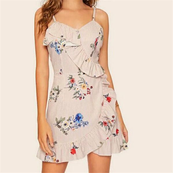 2019 summer boho style female sleeveless v-neck spaghetti strap beach floral print ruffles tank mini casual dress women sundress, Black;gray
2019 summer boho style female sleeveless v-neck spaghetti strap beach floral print ruffles tank mini casual dress women sundress, Black;gray