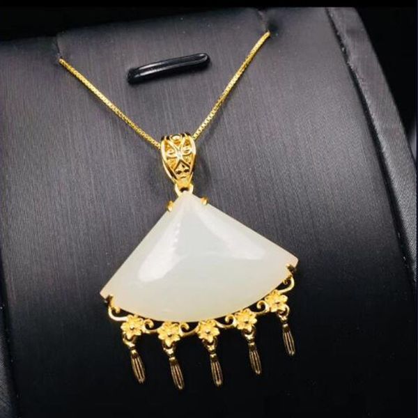 925 sterling silver white hetian jade carved fan shape tassels design lucky pendant + chain necklace fine jewelry charm gift
925 sterling silver white hetian jade carved fan shape tassels design lucky pendant + chain necklace fine jewelry charm gift