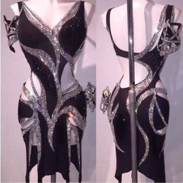 sparkly silver rhinestones latin dress black dance dress stones female singer birthday party stage show dresses
sparkly silver rhinestones latin dress black dance dress stones female singer birthday party stage show dresses