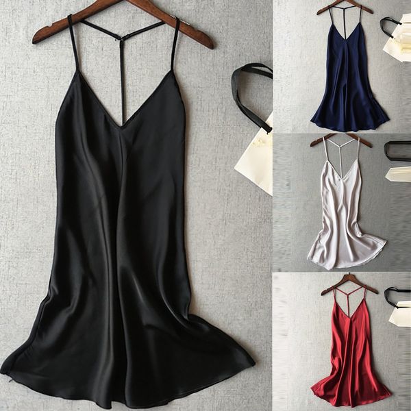 women's sleepwear vaatteet satin nightdress hem sling dress nightwear v neck sleeveless babydoll underwear lingerie, Black;red
women's sleepwear vaatteet satin nightdress hem sling dress nightwear v neck sleeveless babydoll underwear lingerie, Black;red