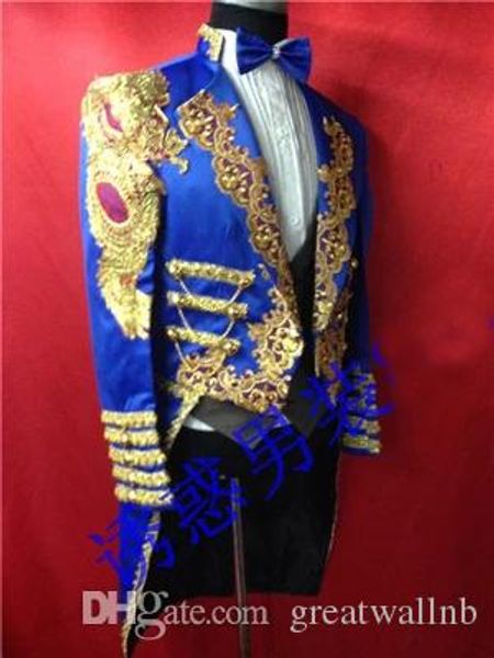 бесплатная доставка 100%реальная мужская королевский синий золотой вышивки смокинг ласточкин хвост куртка/события/студия/песни/выступления/к, White;black 
бесплатная доставка 100%реальная мужская королевский синий золотой вышивки смокинг ласточкин хвост куртка/события/студия/песни/выступления/к, White;black