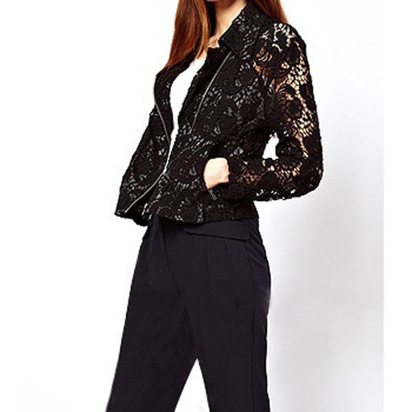 lace biker jacket autumn full lace outwear leisure casual short jacket metal zipper jacket, Black;brown
lace biker jacket autumn full lace outwear leisure casual short jacket metal zipper jacket, Black;brown