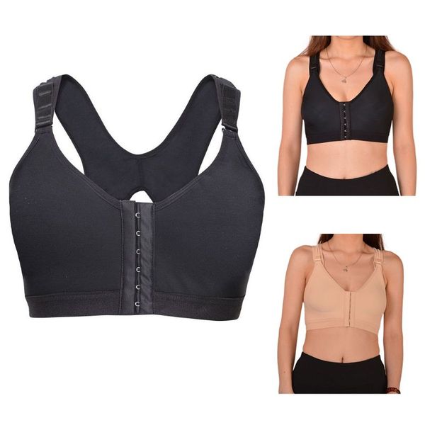women post-surgical front closure sport bra adjustable strap racerback bralette, White;black
women post-surgical front closure sport bra adjustable strap racerback bralette, White;black