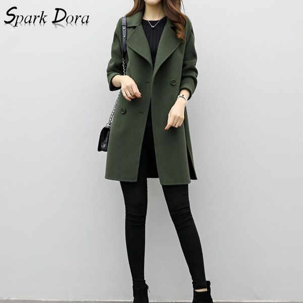 sparkdora autumn spring warm trench coats female overcoat women wool blend coat new medium-long loose double-breasted slim type, Black
sparkdora autumn spring warm trench coats female overcoat women wool blend coat new medium-long loose double-breasted slim type, Black