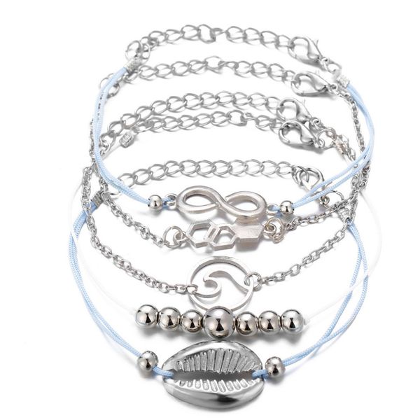 bracelets set 5pcs package alloy 8 shell sea wave bead charm with string rope silver color plated metal chain, Golden;silver
bracelets set 5pcs package alloy 8 shell sea wave bead charm with string rope silver color plated metal chain, Golden;silver