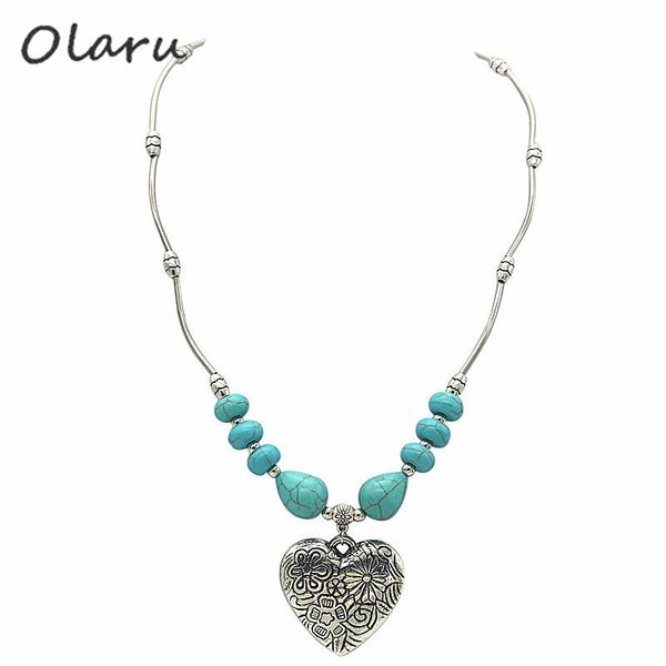 olaru new arrival bohemia tibet jewelry vintage stone heart pendant retro necklace for women zs-002, Silver
olaru new arrival bohemia tibet jewelry vintage stone heart pendant retro necklace for women zs-002, Silver