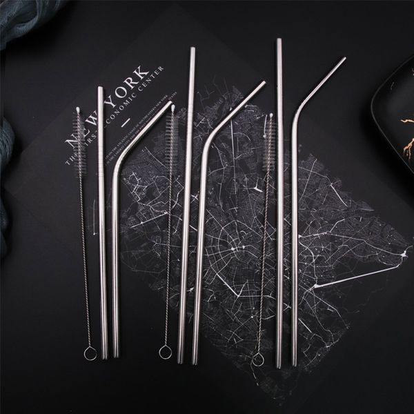 2-pack silver 304 stainless steel straw set reusable cocktail drinking straight straws/bent straws with cleaning brush
2-pack silver 304 stainless steel straw set reusable cocktail drinking straight straws/bent straws with cleaning brush