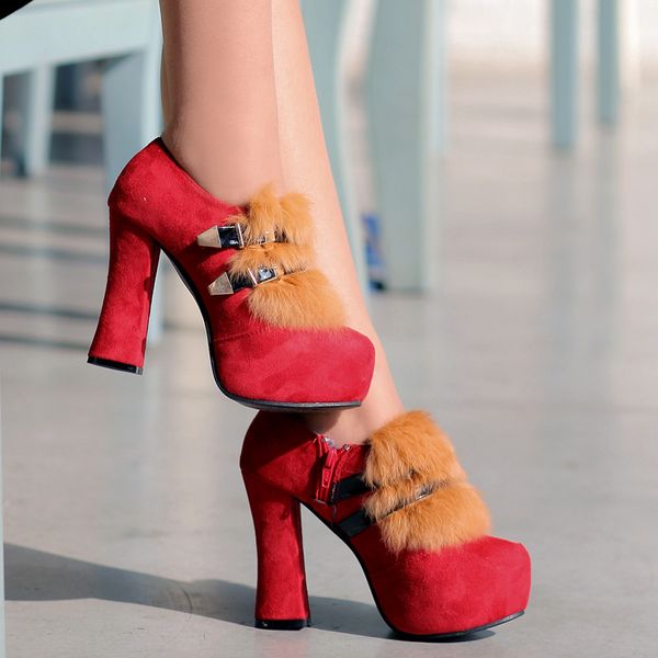 2018 fashion faux fur buckle strap platform high heels party ladies shoes winter red black plus size ankle boots women
2018 fashion faux fur buckle strap platform high heels party ladies shoes winter red black plus size ankle boots women