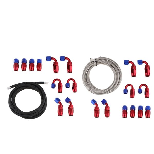 2x an6 nylon and stainless steel braidied oil gas fuel hose fuel line + 20pcs hose fitting kit
2x an6 nylon and stainless steel braidied oil gas fuel hose fuel line + 20pcs hose fitting kit