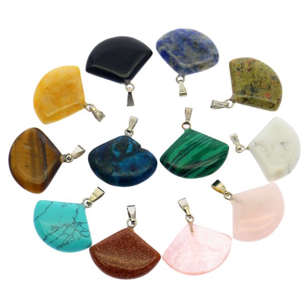 2019 semi-precious stone 12 mixed color box packed pendant natural crystal agate stones fan-shaped pendant set, Black
2019 semi-precious stone 12 mixed color box packed pendant natural crystal agate stones fan-shaped pendant set, Black
